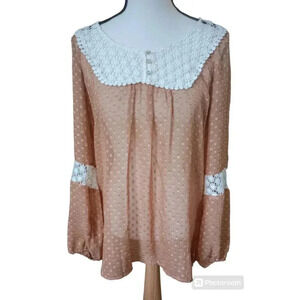 Daniel Rainn Top Bohemian Crochet Sheer Fairycore Festival Cottagecore Sz Medium